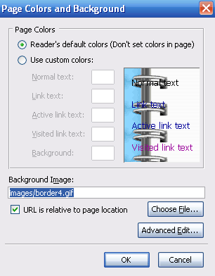 background image dialogue box