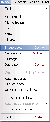 image resize toolbar top