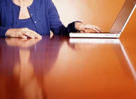 picture of laptop on shiny table