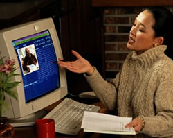 woman video conferencing with teacher