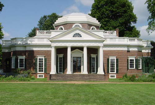 Monticello's West Front in summer.