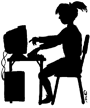 silhouette of girl at computer