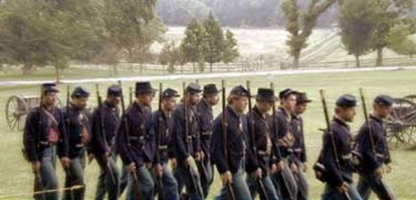 Living History - Union Troops Marching 