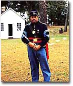 A modern ranger portrays reenactor portrays Sgt. Major Christian Fleetwood of the 4th U.S. Colored Troops, a recipient of the Medal of Honor, at Point Lookout.