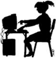 silhouette of girl at computer